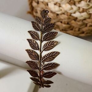 Vintage Leaf and Pearl Metal Bracelet